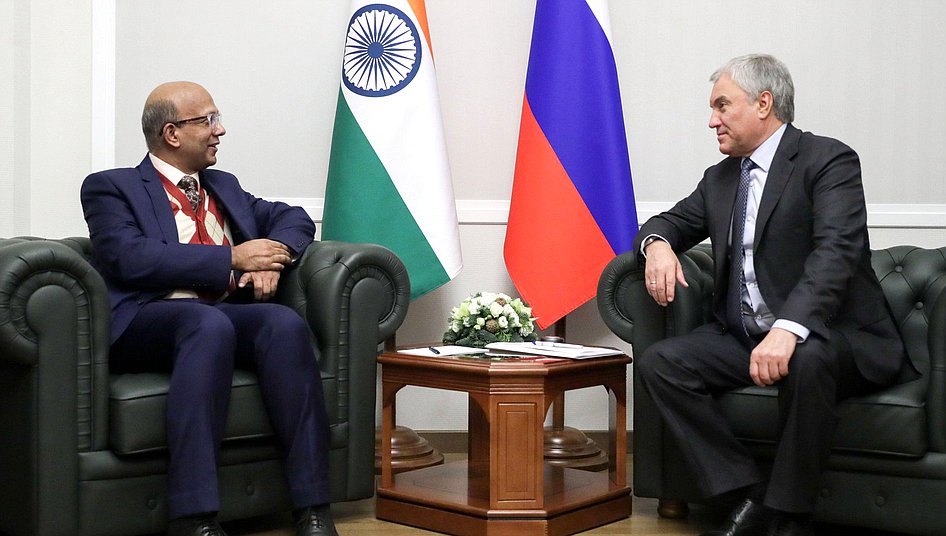 Chairman of the State Duma Vyacheslav Volodin and Chairman of the State Duma Vyacheslav Volodin held a working meeting with the Ambassador Extraordinary and Plenipotentiary of India to the Russian Federation Vinay Kumar