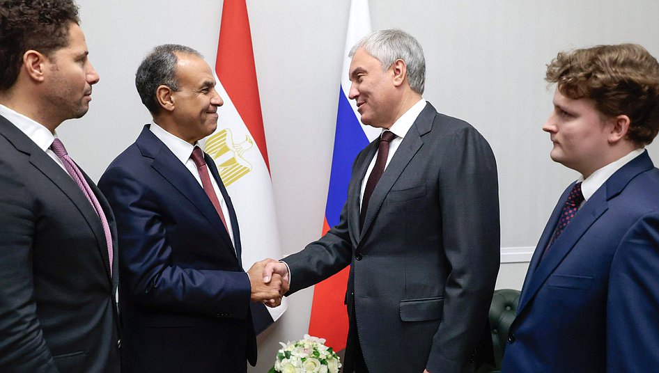 Chairman of the State Duma Vyacheslav Volodin and Minister of Foreign Affairs, Emigration, and Egyptian Expatriates of the Arab Republic of Egypt Badr Ahmed Mohamed Abdelatty