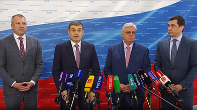Совместный пресс-подход заместителя руководителя фракции «Единая Россия» 
Адальби Шхагошева, заместителя Председателя Комитета по информационной политике, информационным технологиям и связи Евгения Попова, члена Комитета по безопасности и противодействию коррупции Бекхана Барахоева и ректора МГИМО Анатолия Торкунова