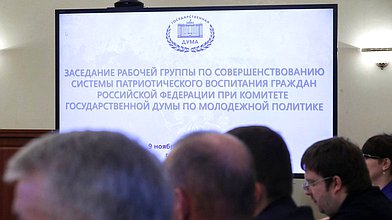 Заседание рабочей группы по совершенствованию системы патриотического воспитания граждан РФ при Комитете по молодежной политике